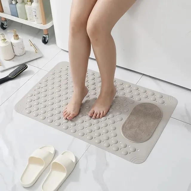 Large Anti-Slip Bathroom Shower Mat with Foot Scrubber Massage Zone (50x80cm